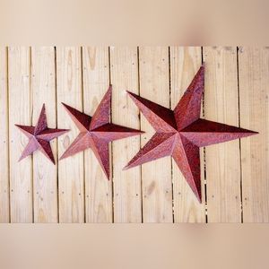 Red Barn Metal Star Hanging Set